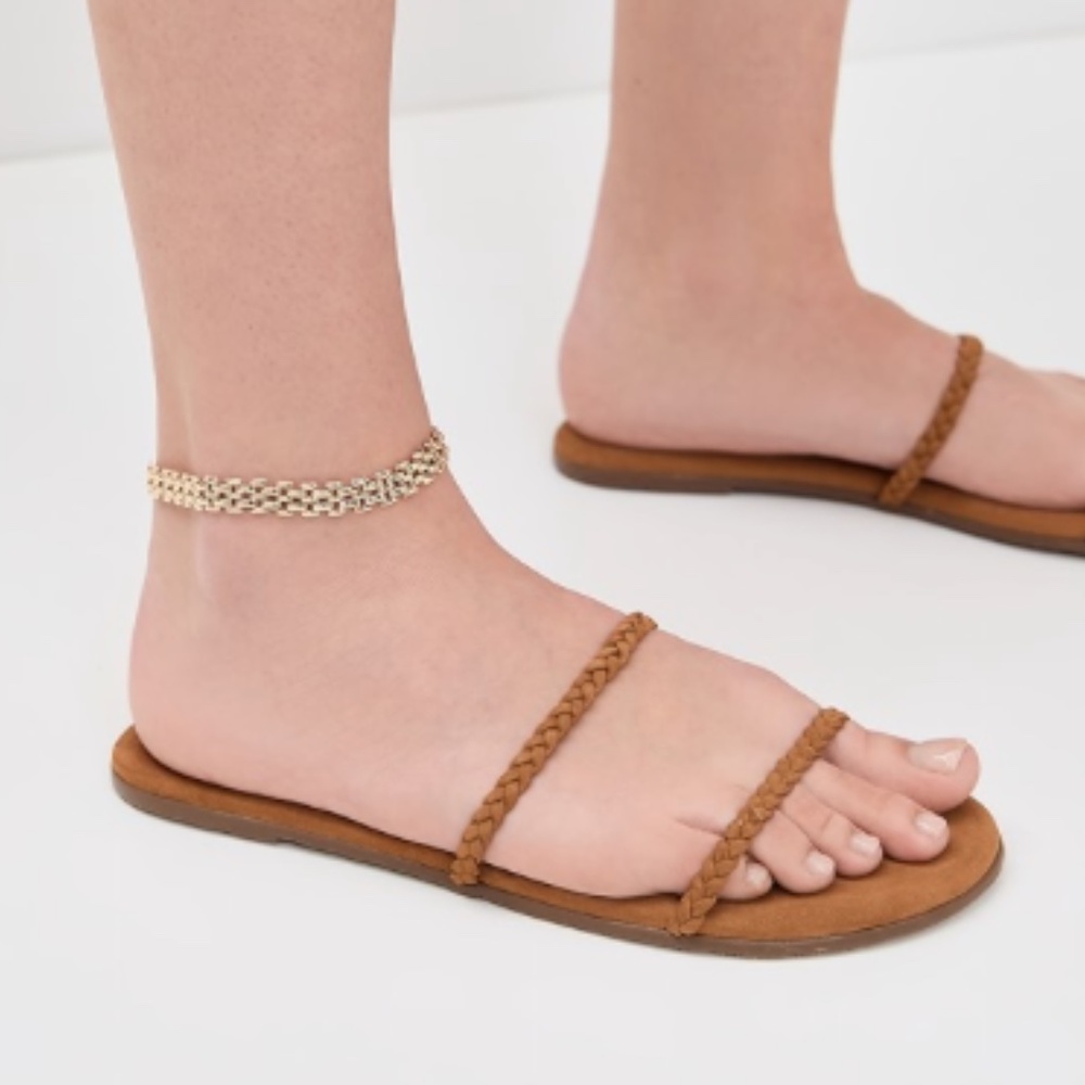 Brand New TKEES Gemma Braid Slides size 8 Camel - Picture 2 of 13